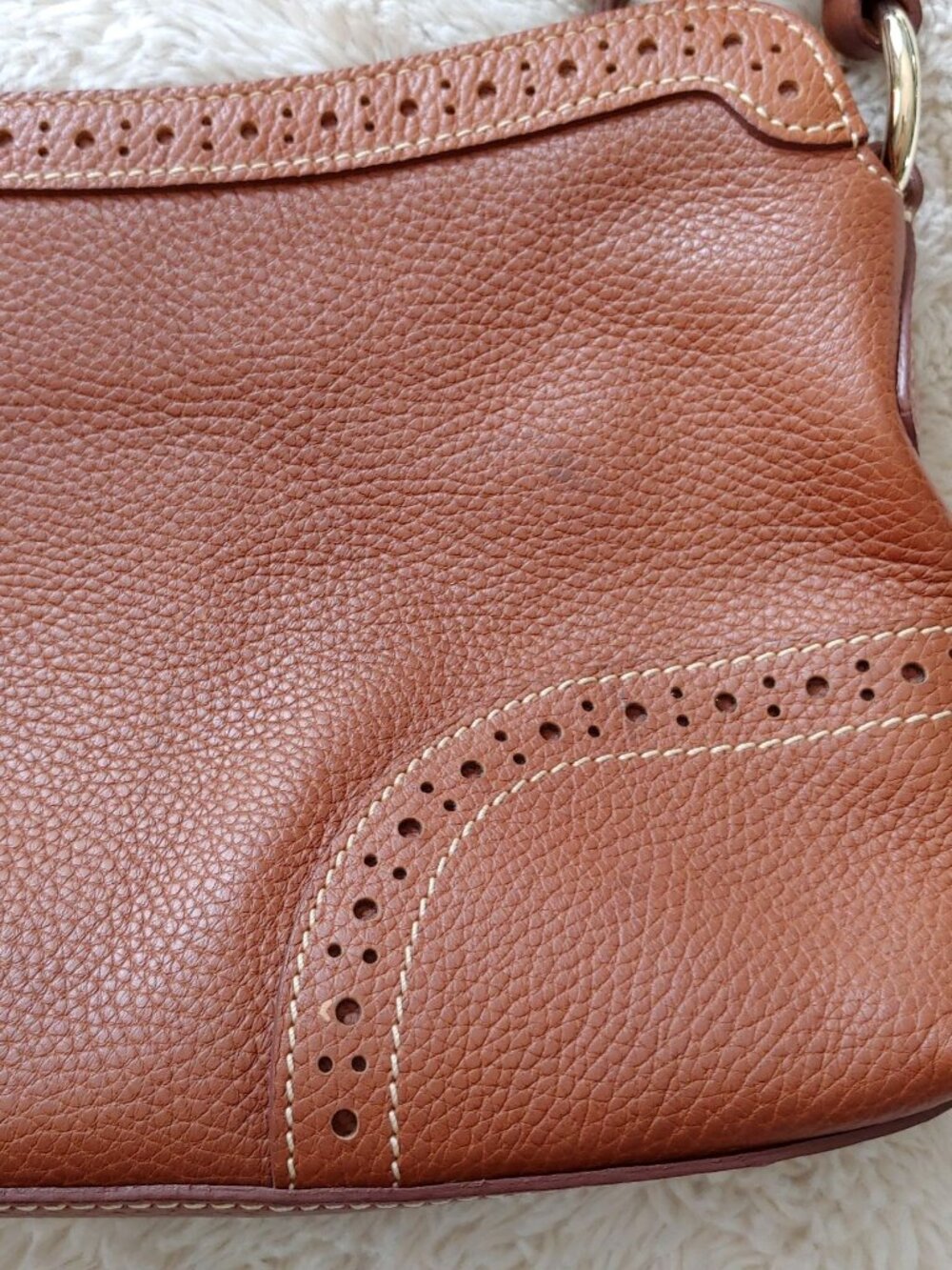 Dooney & Bourke Leather Hobo Shoulder Bag Tassel Logo Charm Classic Preppy - Picture 7 of 16